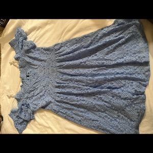 Off the shoulder Cinderella blue lace dress